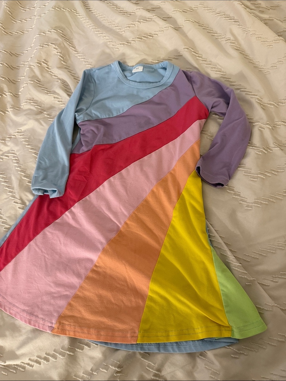 Multi-Color Rainbow Panel A-Line Dress